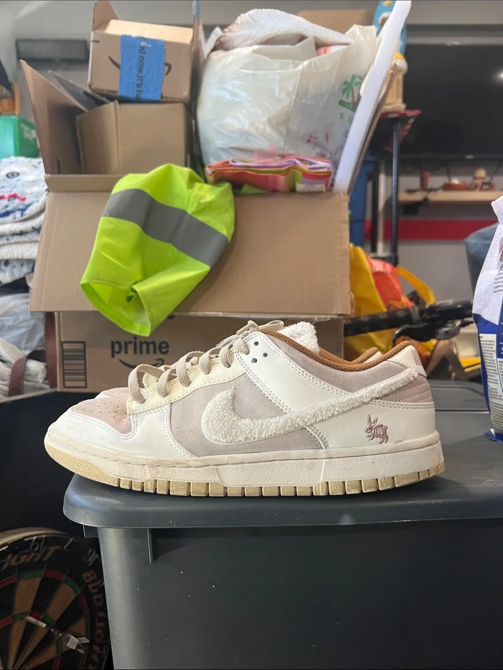 Nike Dunk Low-Top Sneakers in Beige and Cream
